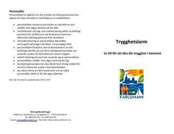 Trygghetslarm och personallÃ¥s - Karlshamn