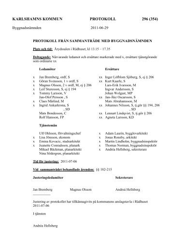 BN protokoll 2011-06-29 - Karlshamn