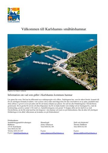 VÃ¤lkommen till Karlshamns smÃ¥bÃ¥tshamnar.
