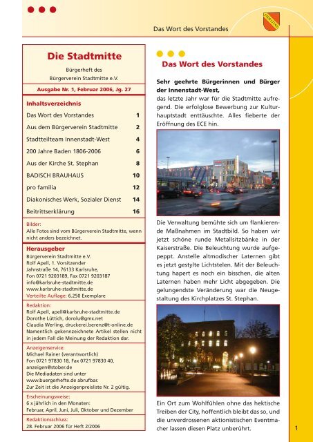Ausgabe 1/2006 - BÃ¼rgerverein Stadtmitte e.V.