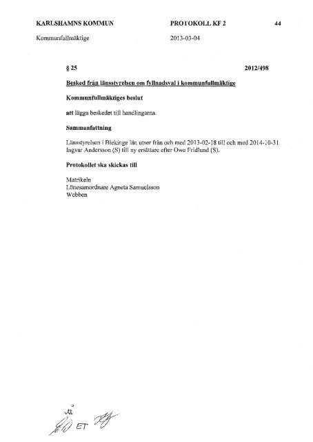 Protokoll KF 130304 - Karlshamn