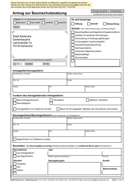 Antrag zur Baumschutzsatzung (PDF, 612 KB) - Karlsruhe