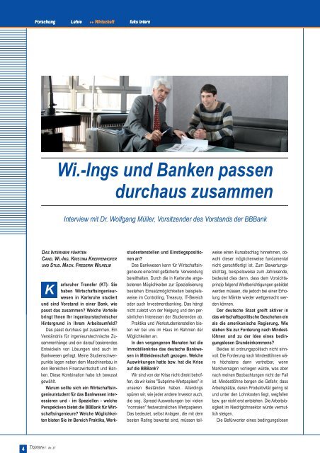 Inverview mit Dr. MÃ¼ller, Vorstandsvorsitzender der BBBank