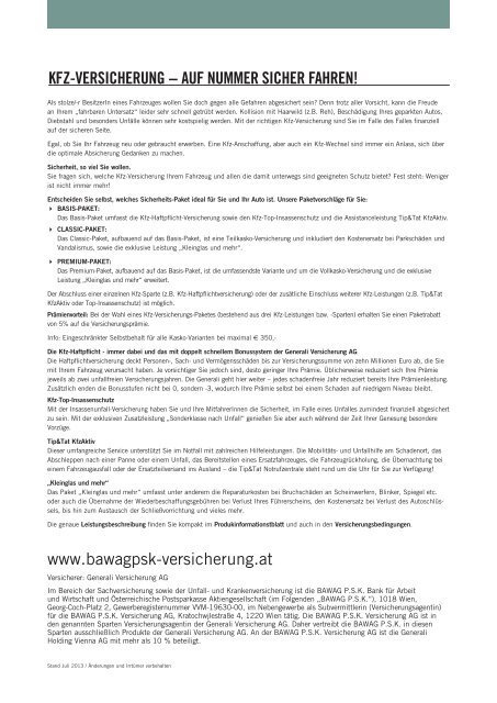 BPV_Flyer A4_KFZ Versicherung_08 13.indd - BAWAG PSK ...