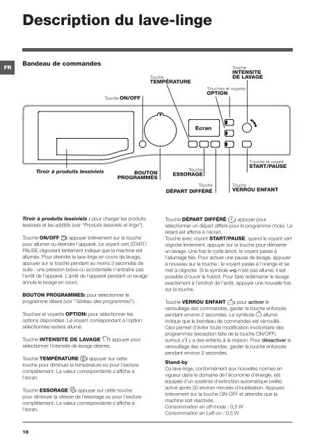 Instructions for use - Hotpoint