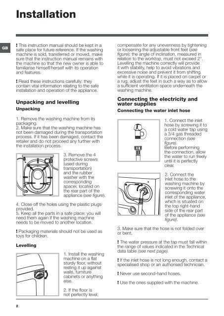 Instructions for use - Hotpoint