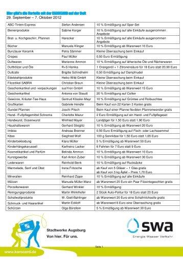 Vorteilsliste Herbstdult 2012 - KAROCARD