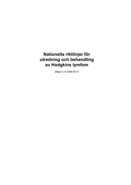 Nationella riktlinjer för utredning och behandling av Hodgkins lymfom