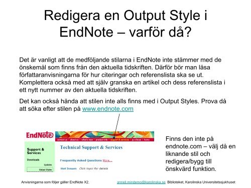 Redigera stilar i EndNote - tips och exempel (182 kB)
