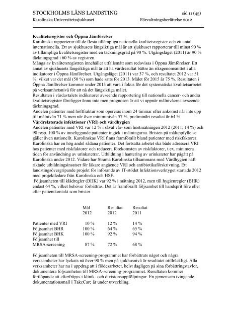 Bokslut 2012 - Karolinska Sjukhuset