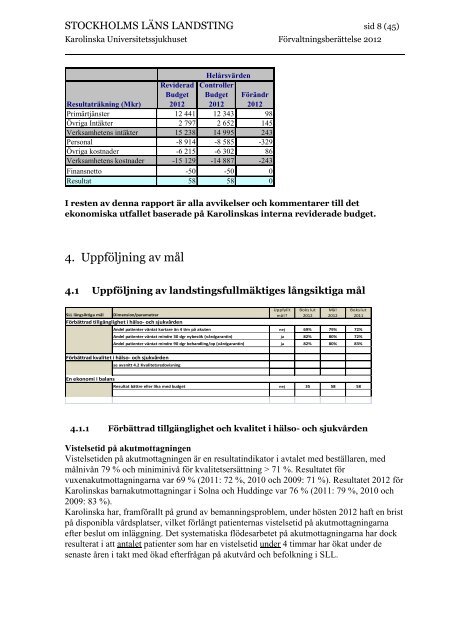 Bokslut 2012 - Karolinska Sjukhuset