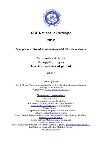Nationella riktlinjer för uppföljning av levertransplanterad patient