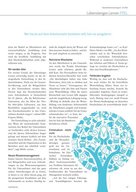 Ausgabe 4/2010 - Karrieremagazin.net