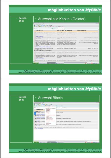 MyBible als Beispiel einer XML Anwendung - Karsten Schuldt