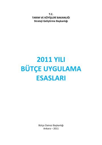 2011 Yılı Bütçe Uygulama Talimatı - tarımsal alt yapı ve arazi değe