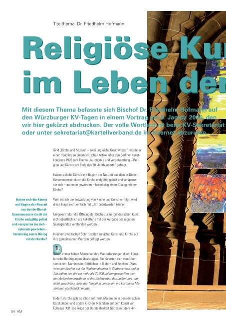 ReligiÃ¶se Kunst im Leben der Kirche TITELTHEMA Seite 04 ... - KV