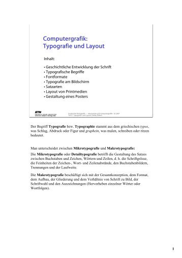 Computergrafik: Typografie und Layout - ETH ZÃ¼rich