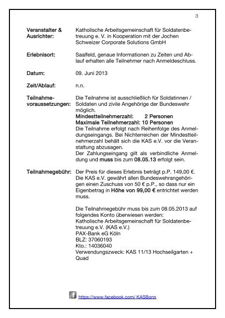 Offizielle Ausschreibung "Hochseilgarten & Quad" - KAS