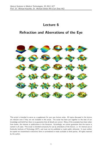 Lecture 6 Refraction and Aberrations of the Eye - M.Kaschke