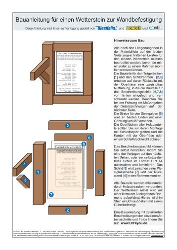 Bauanleitung für einen  Wetterstein zur Wandbefestigung