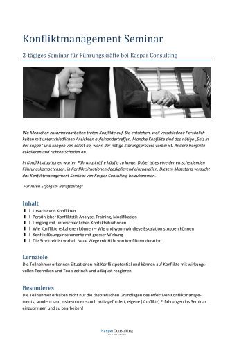 Konfliktmanagement Seminar für Führungskräfte - Kaspar Consulting