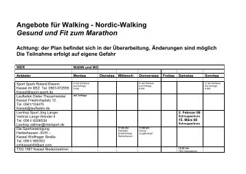 Angebote fÃ¼r Walking - Nordic-Walking Gesund ... - Kassel Marathon