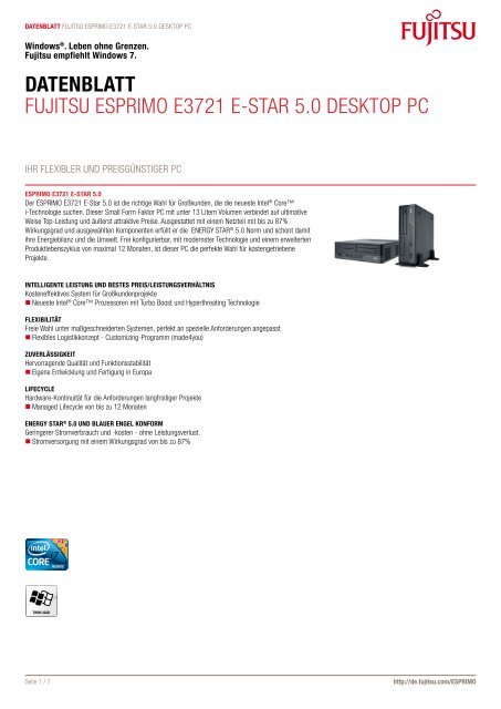 Datenblatt Fujitsu EsPRiMO E3721 E-staR 5.0 ... - Kastl GmbH