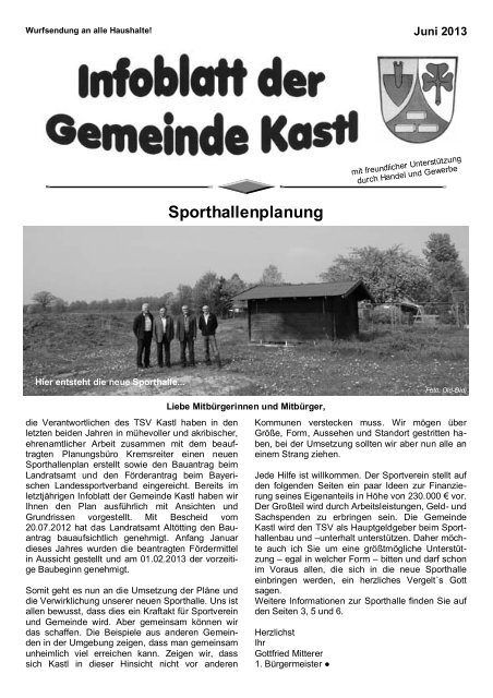Infoblatt der Gemeinde Kastl Juni 2013