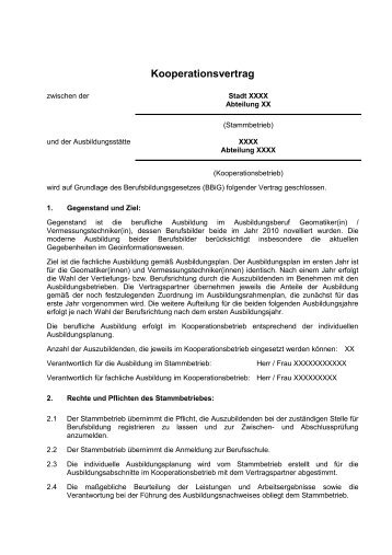 Mustervereinbarung Verbundausbildung zwischen Kommune und ...