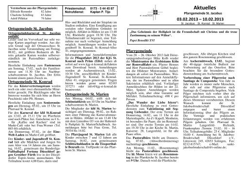 Aktuelles 6. Woche - Katholische Pfarrgemeinde St. Jacobus. Hilden