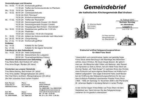 Gemeindebrief - Kath. Kirche Bad Arolsen