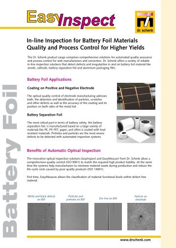 In-line Inspection for Battery Foil Materials Quality and Process ...