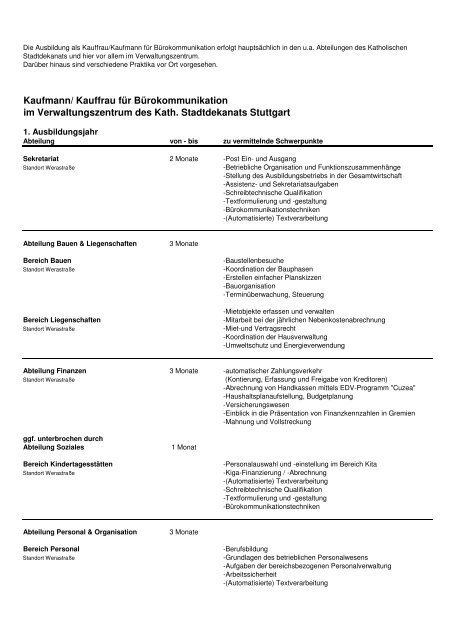 Kaufmann/ Kauffrau für Bürokommunikation - Katholische Kirche ...