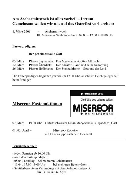 Mitteilungsblatt der Katholischen Pfarrgemeinde St. Josef â St ...