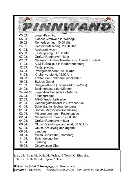 Mitteilungsblatt der Katholischen Pfarrgemeinde St. Josef â St ...