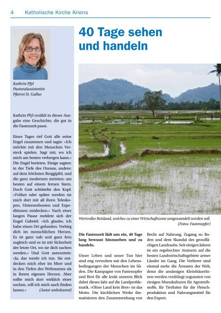 Pfarreiblatt 4/2013 - Katholische Kirchgemeinde Kriens