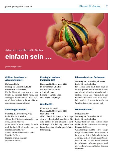 Pfarreiblatt 22/2011 - Katholische Kirchgemeinde Kriens