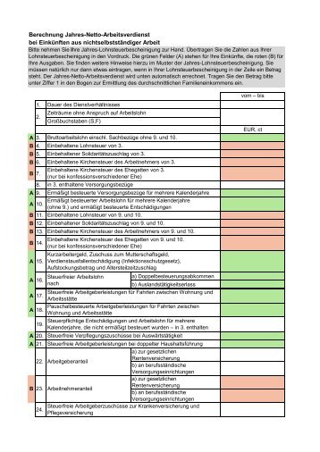 Berechnung Jahres-Netto-Arbeitsverdienst