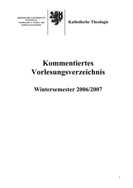 alt - Katholische Theologie - Bergische UniversitÃ¤t Wuppertal