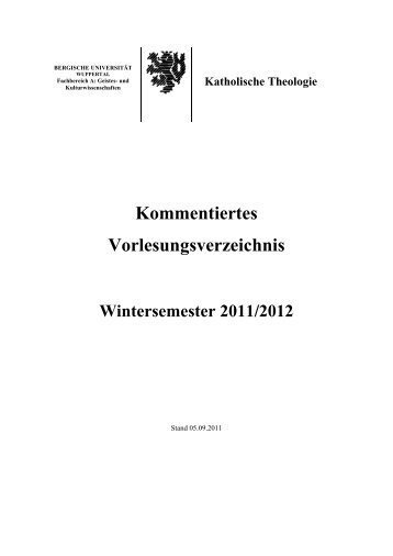 Kommentiertes Vorlesungsverzeichnis - Katholische Theologie ...