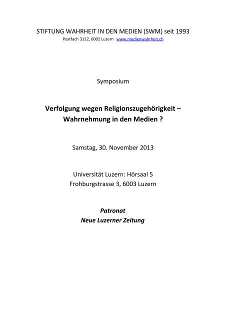 Verfolgung wegen Religionszugehörigkeit - Katholische Kirche ...