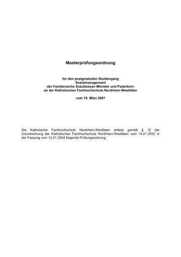 MasterprÃ¼fungsordnung - Katholische Hochschule Nordrhein ...