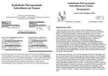 gottesdienste - Katholische Pfarrgemeinde Schwalbach am Taunus