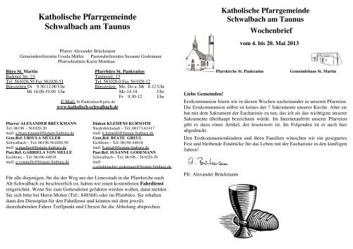 Wochenbrief - Katholische Pfarrgemeinde Schwalbach am Taunus