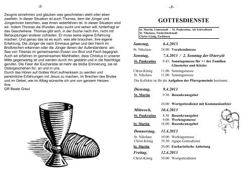 gottesdienste - Katholische Pfarrgemeinde Schwalbach am Taunus