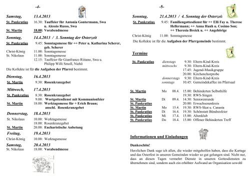 gottesdienste - Katholische Pfarrgemeinde Schwalbach am Taunus