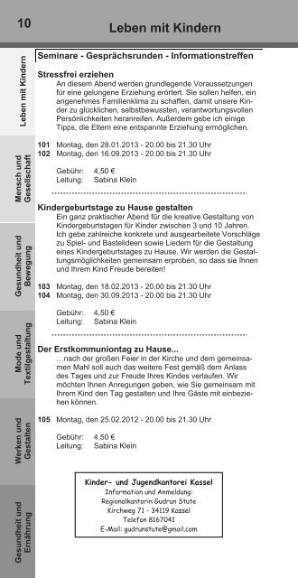 Jahresprogramm 2013 der FamilienbildungsstÃ¤tte Kassel