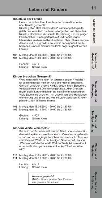 Jahresprogramm 2013 der FamilienbildungsstÃ¤tte Kassel