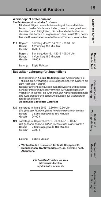 Jahresprogramm 2013 der FamilienbildungsstÃ¤tte Kassel