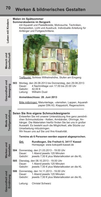 Jahresprogramm 2013 der FamilienbildungsstÃ¤tte Kassel